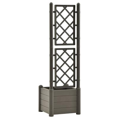 Garden Planter with Trellis 16.9"x16.9"x55.9" PP Anthracite