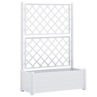 Garden Planter with Trellis 39.4"x16.9"x55.9" PP White