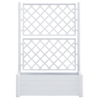 Garden Planter with Trellis 39.4"x16.9"x55.9" PP White