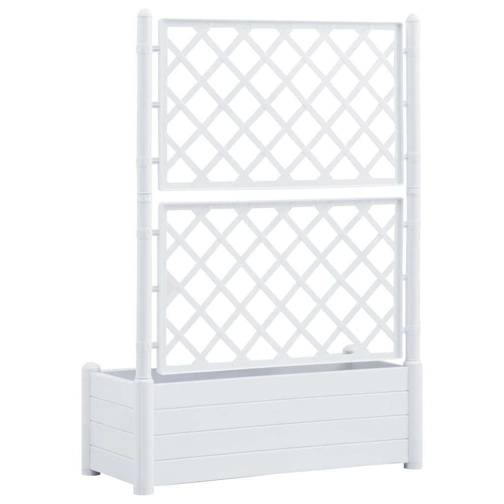 Garden Planter with Trellis 39.4"x16.9"x55.9" PP White