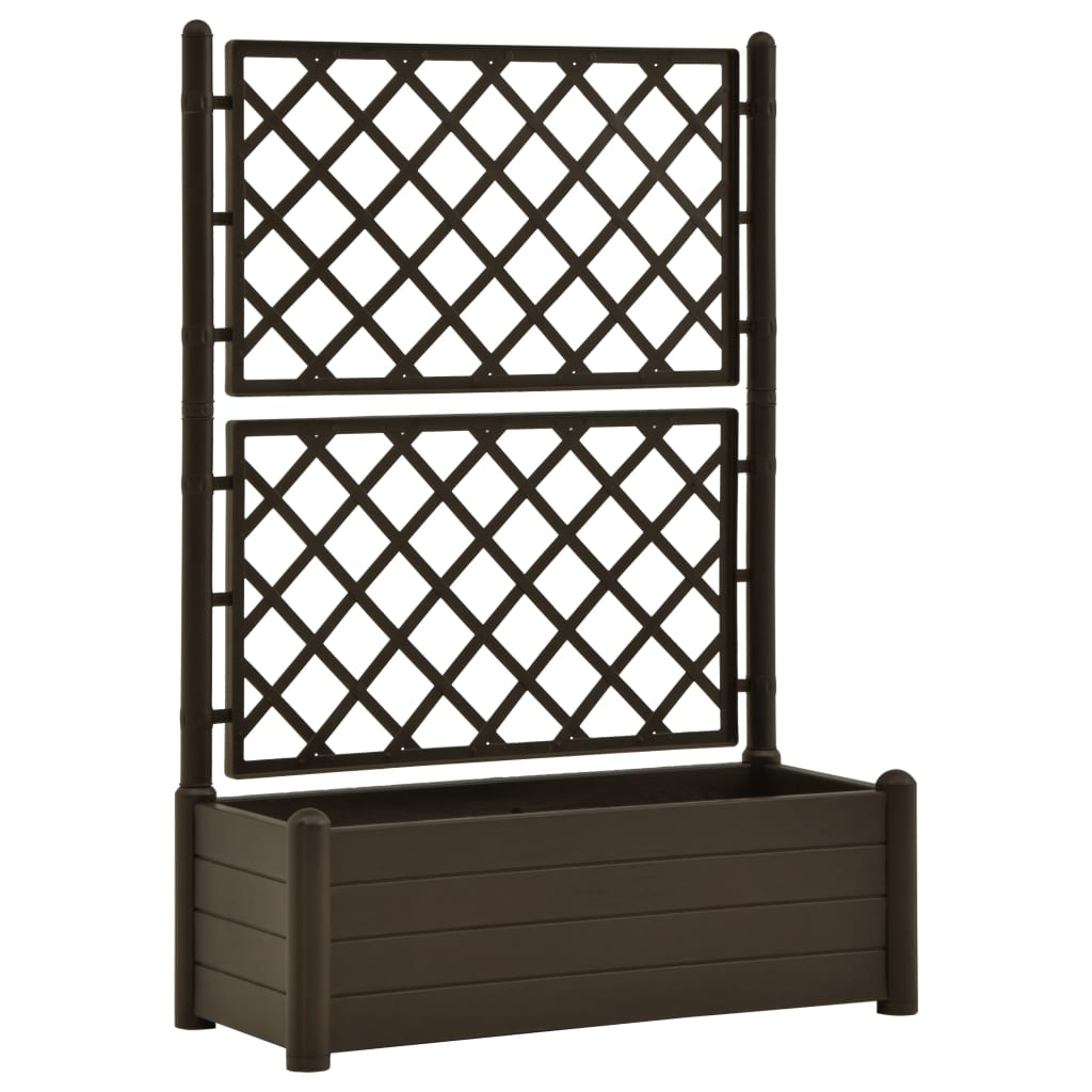 Garden Planter with Trellis 39.4"x16.9"x55.9" PP Mocha