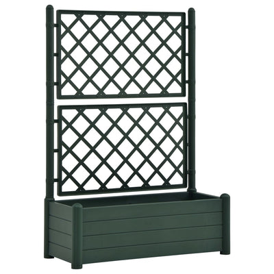 Garden Planter with Trellis 39.4"x16.9"x55.9" PP Green