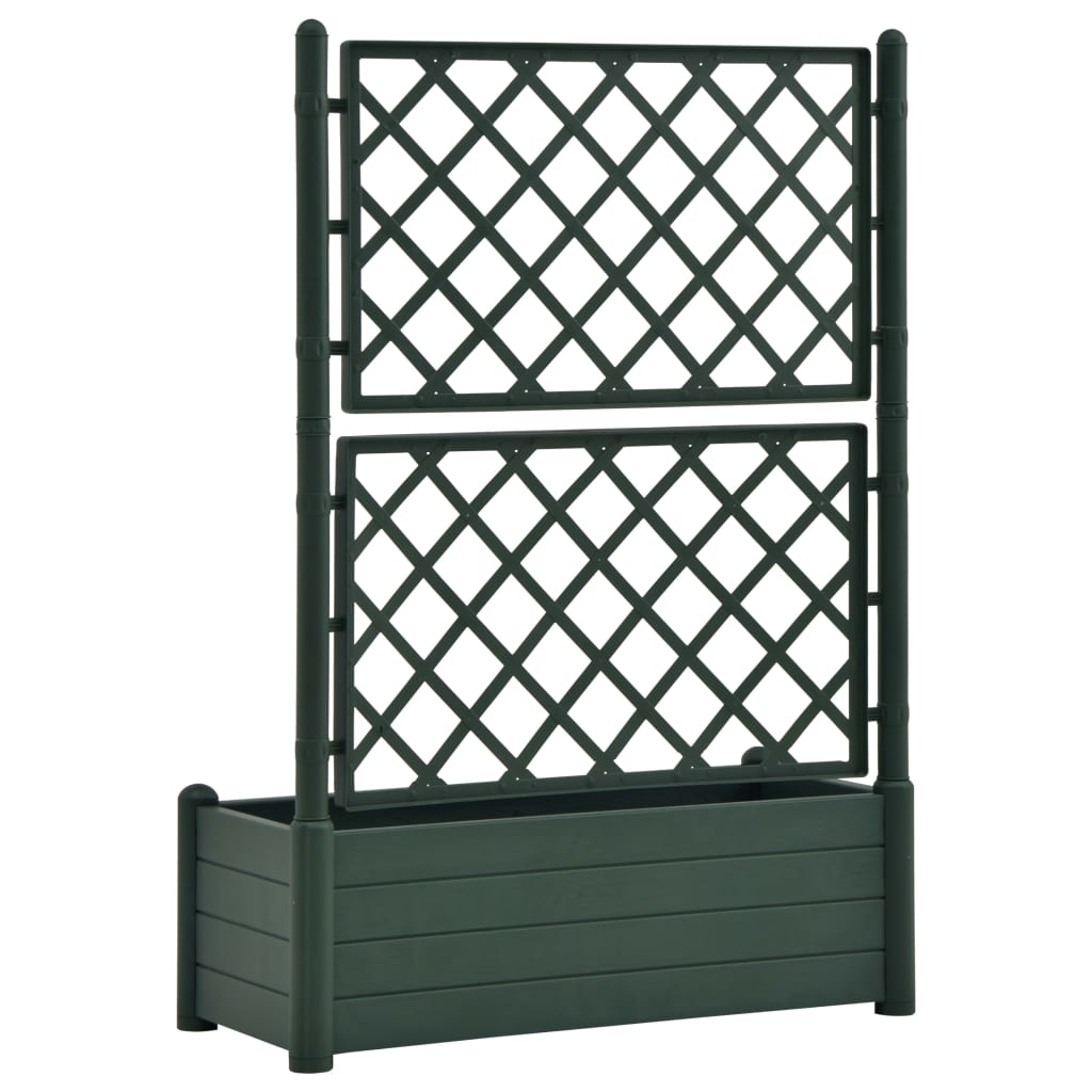 Garden Planter with Trellis 39.4"x16.9"x55.9" PP Green