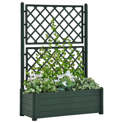 Garden Planter with Trellis 39.4"x16.9"x55.9" PP Green