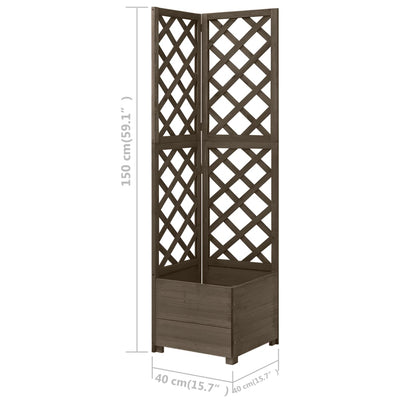 Corner Trellis Planter Gray 15.7"x15.7"x59" Solid Fir Wood