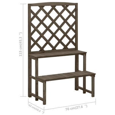 Plant Stand with Trellis Gray 27.5"x16.5"x45.2" Solid Fir Wood