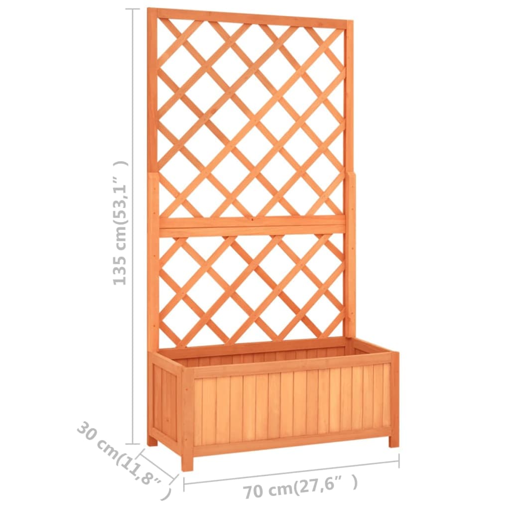 Garden Trellis Planter Brown 27.6"x11.8"x53.1" Solid Firwood