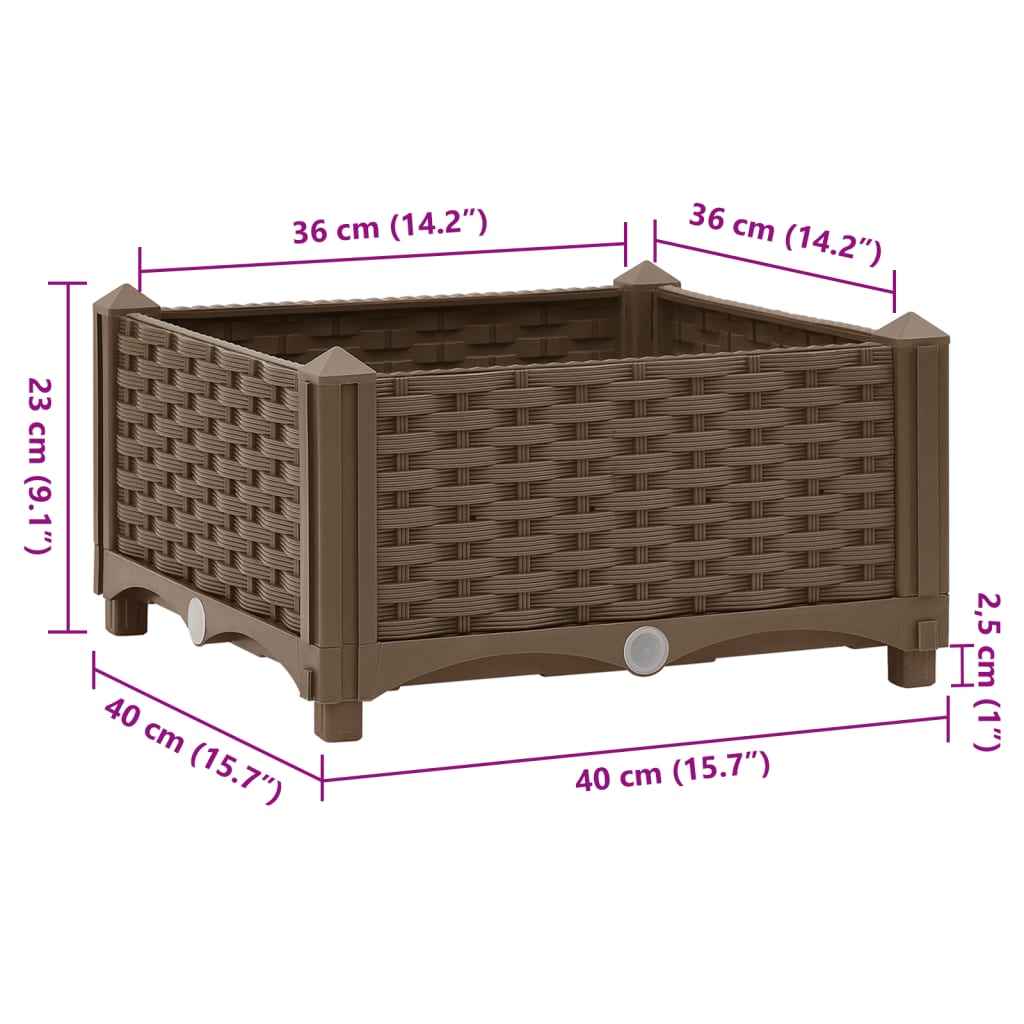 Raised Bed 15.7"x15.7"x9.1" Polypropylene