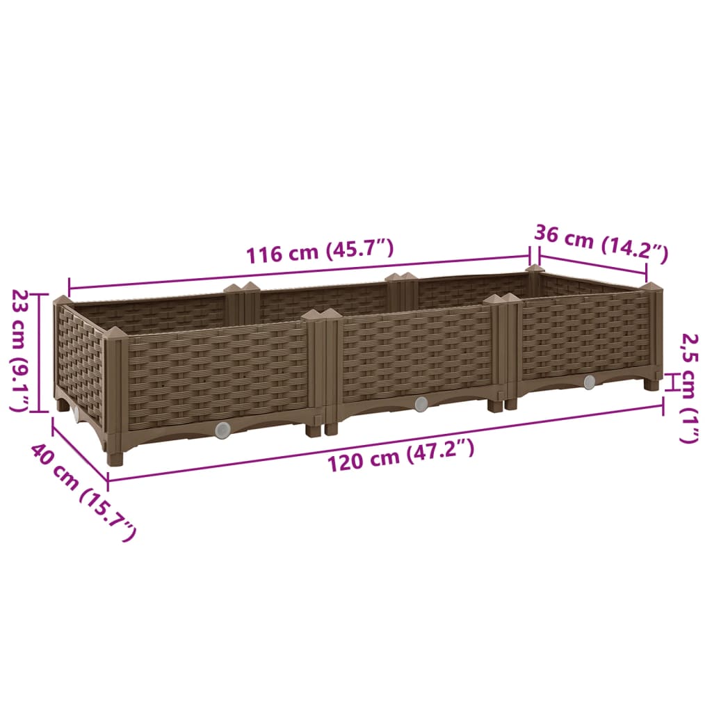 Raised Bed 47.2"x15.7"x9.1" Polypropylene