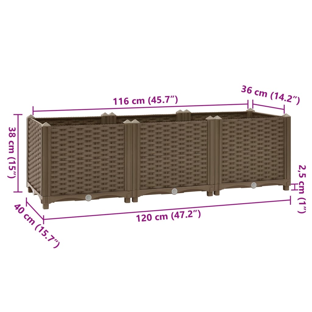 Raised Bed 47.2"x15.7"x15" Polypropylene