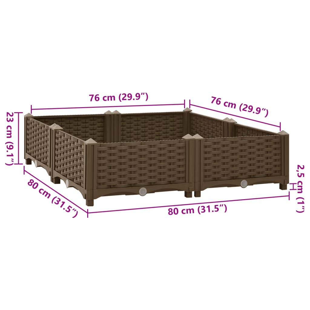 Raised Bed 31.5"x31.5"x9.1" Polypropylene