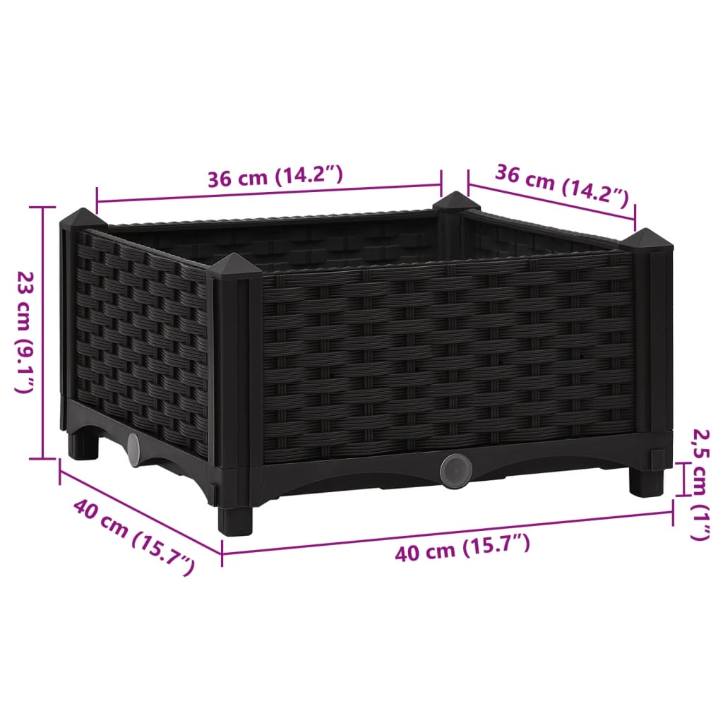 Raised Bed 15.7"x15.7"x9.1" Polypropylene