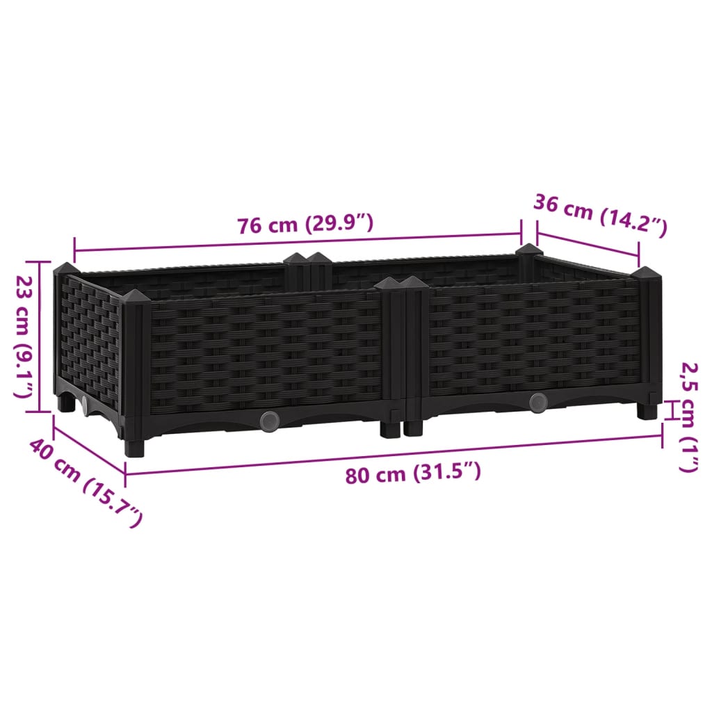 Raised Bed 31.5"x15.7"x9.1" Polypropylene