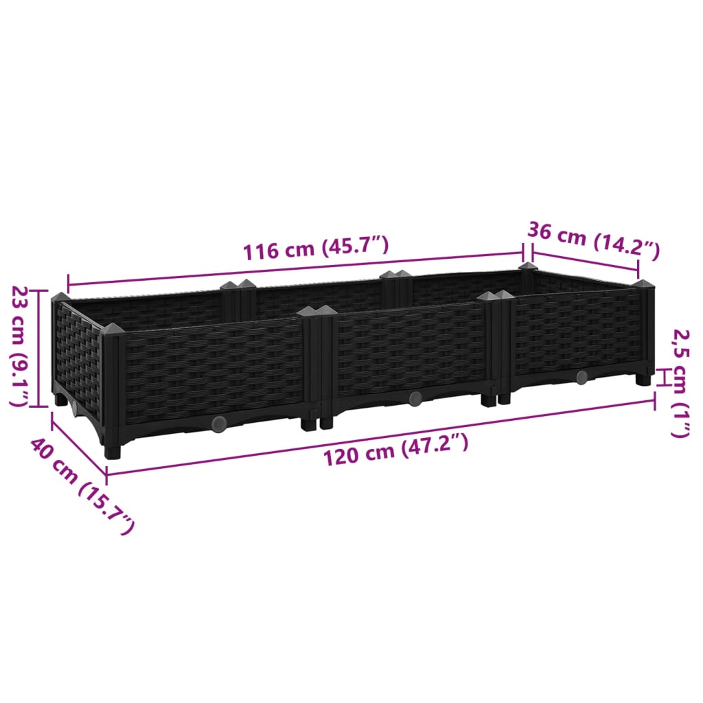 Raised Bed 47.2"x15.7"x9.1" Polypropylene