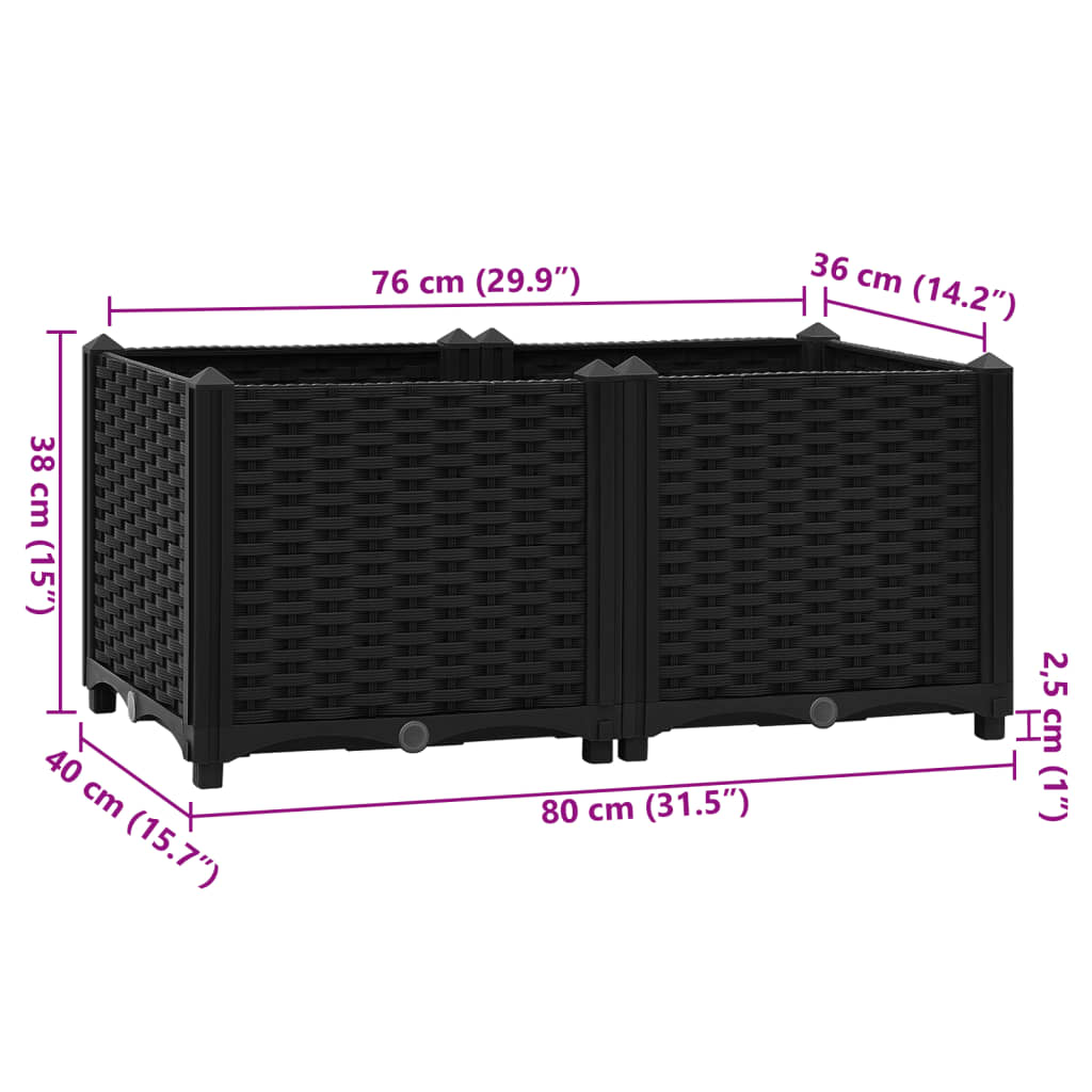 Raised Bed 31.5"x15.7"x15" Polypropylene