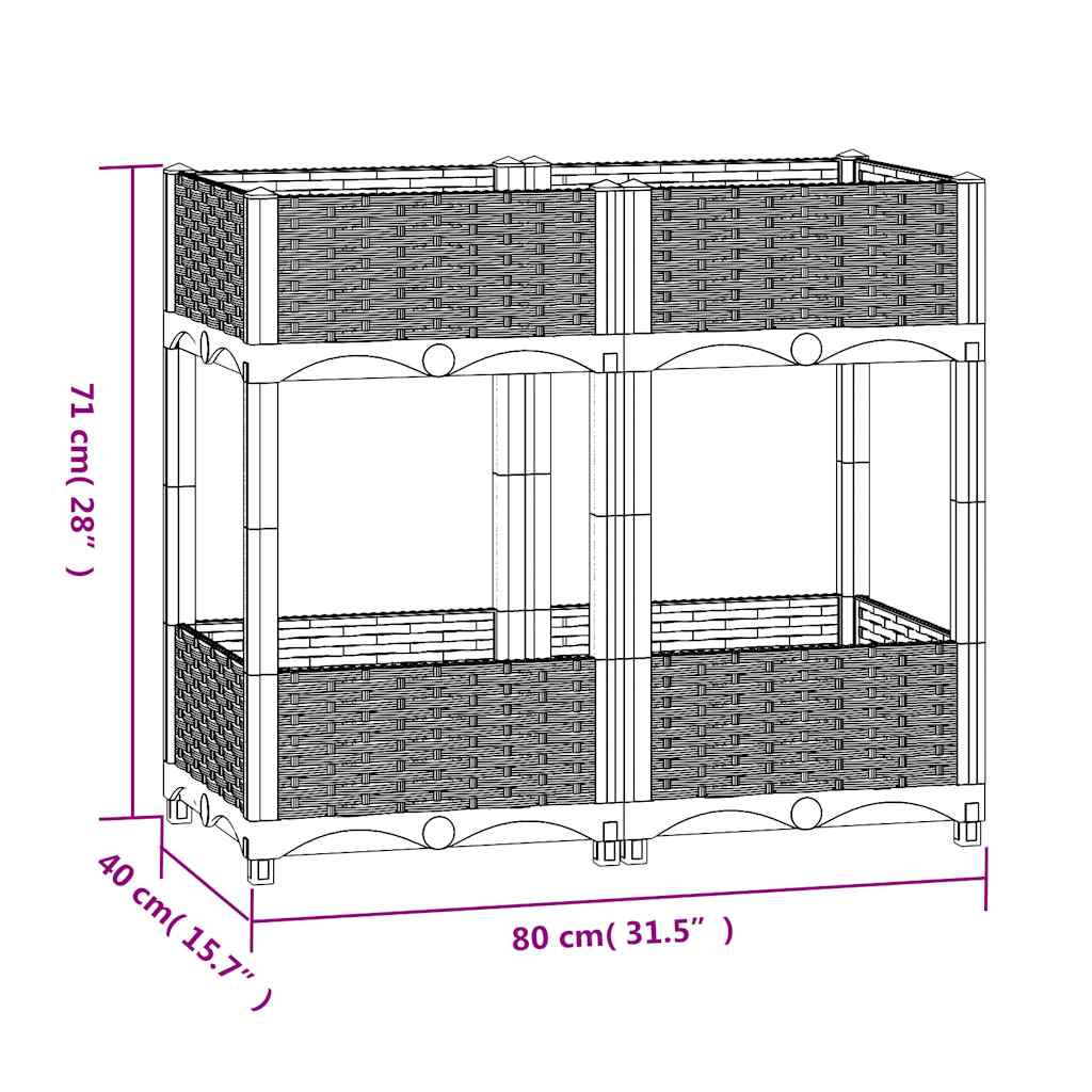 Raised Bed Black Polypropylene Medium Raised Bed Rectangular