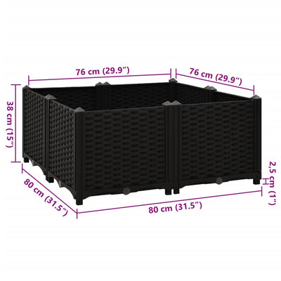 Raised Bed 31.5"x31.5"x15" Polypropylene