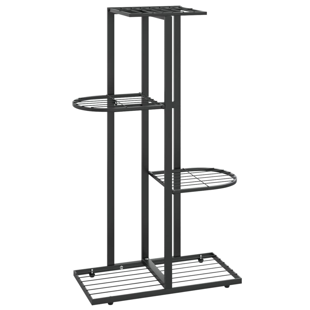 4-Floor Flower Stand 16.9"x8.7"x29.9" Black Metal