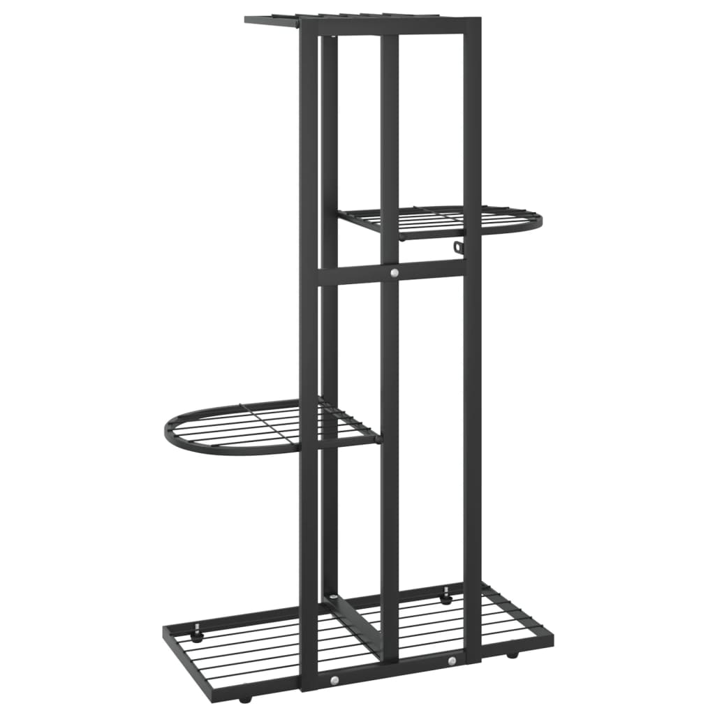 4-Floor Flower Stand 16.9"x8.7"x29.9" Black Metal