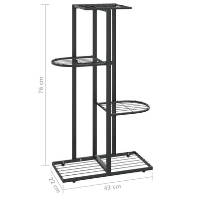 4-Floor Flower Stand 16.9"x8.7"x29.9" Black Metal