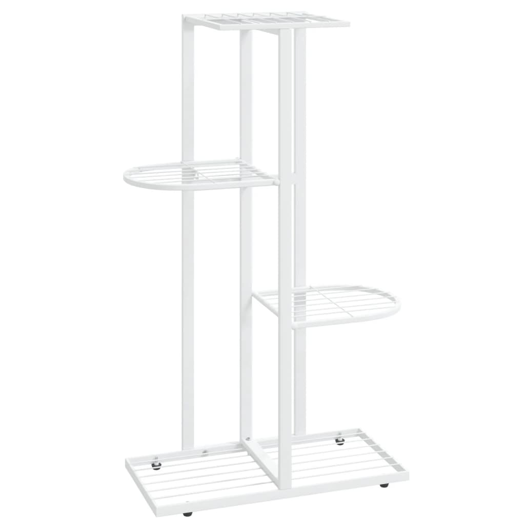 4-Floor Flower Stand 16.9"x8.7"x29.9" White Metal