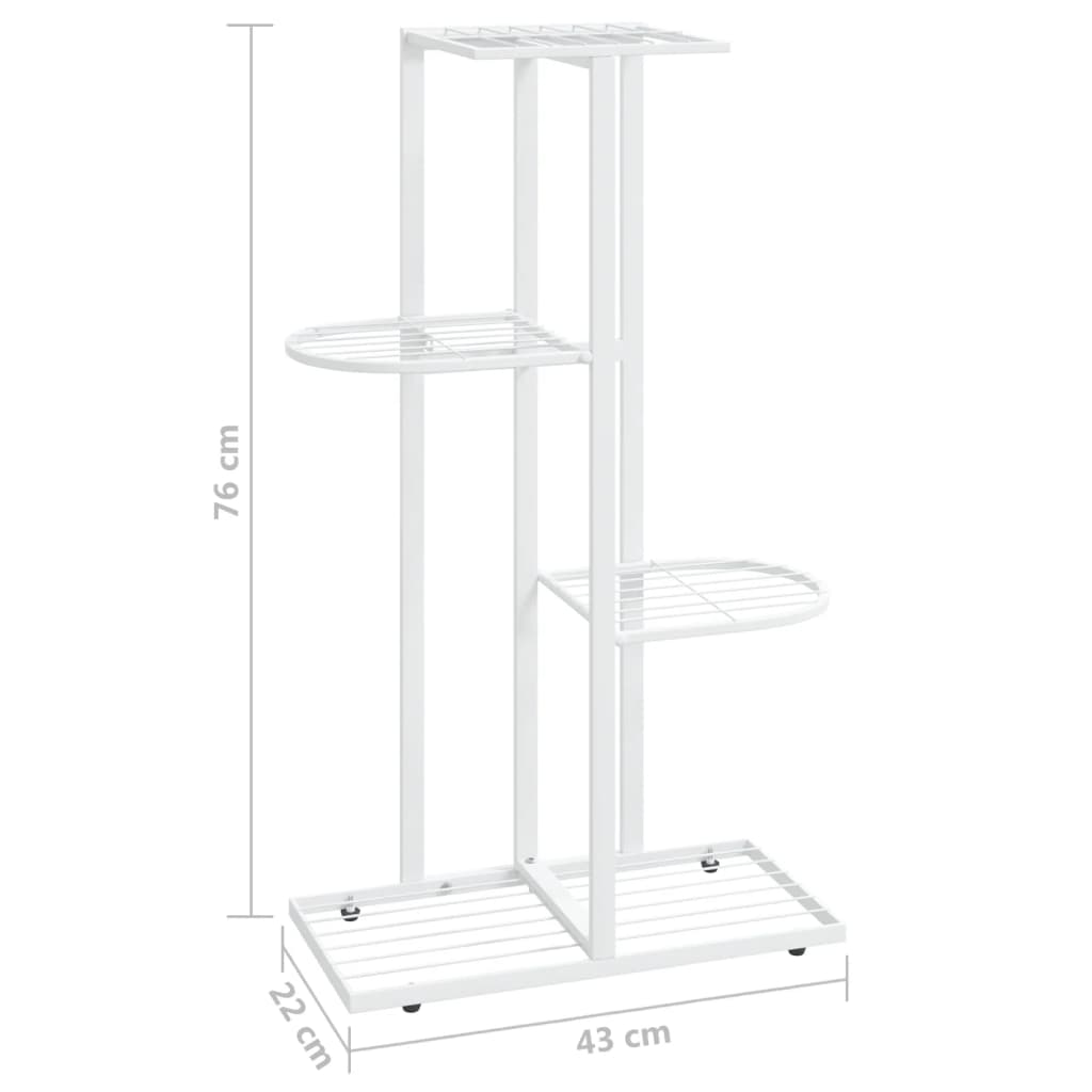 4-Floor Flower Stand 16.9"x8.7"x29.9" White Metal