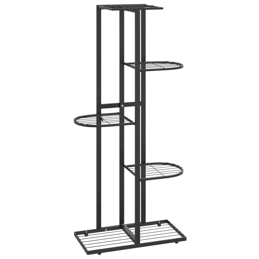 5-Floor Flower Stand 16.9"x8.7"x38.6" Black Metal