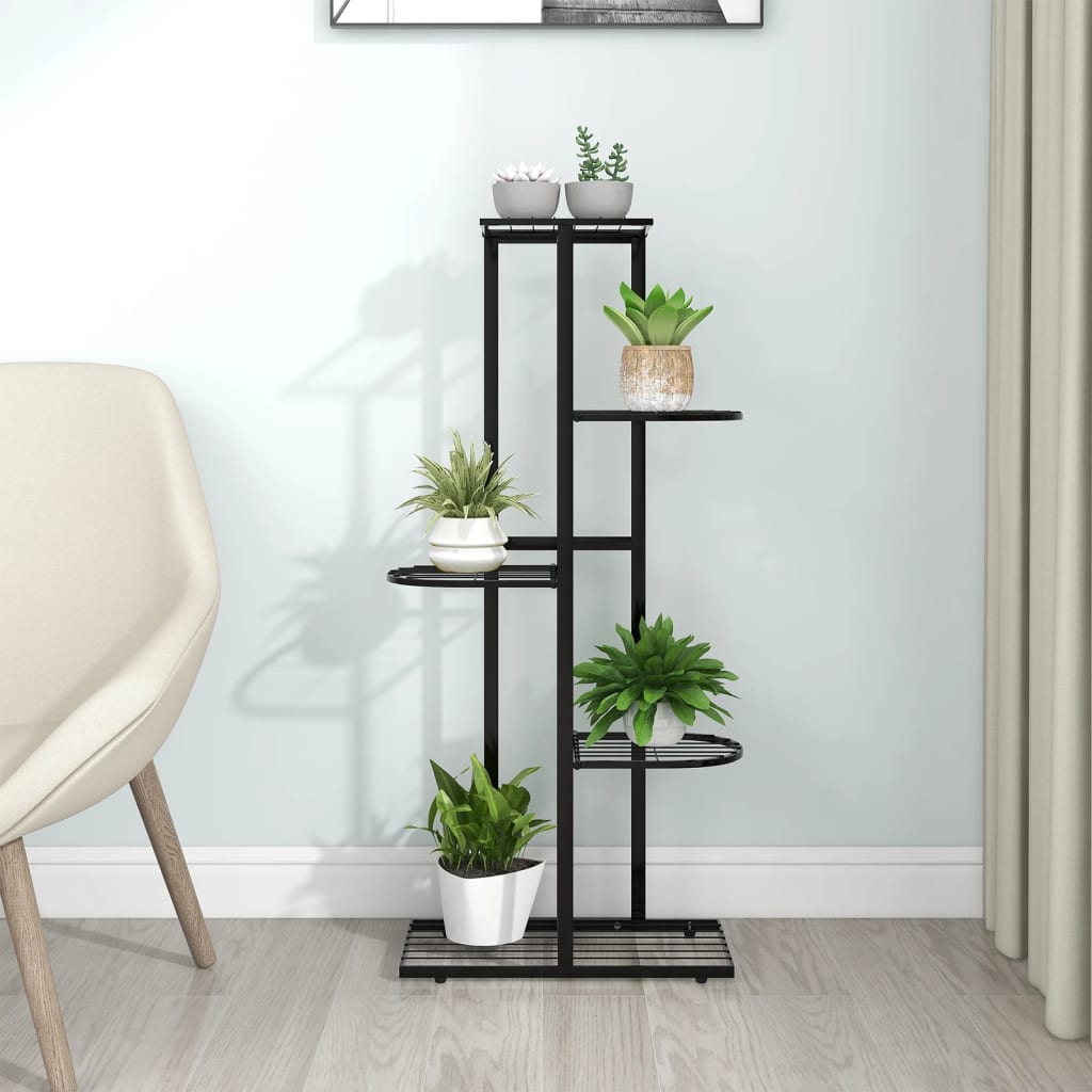 5-Floor Flower Stand 16.9"x8.7"x38.6" Black Metal