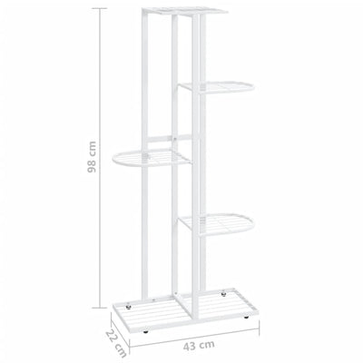 5-Floor Flower Stand 16.9"x8.7"x38.6" White Metal