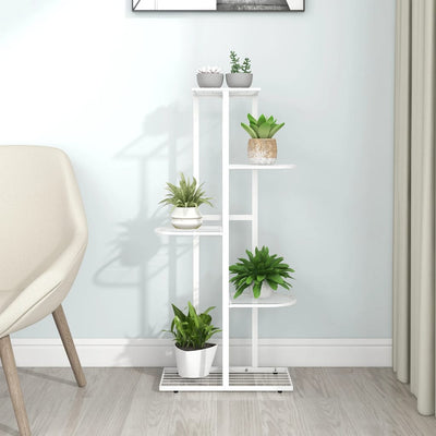 5-Floor Flower Stand 16.9"x8.7"x38.6" White Metal