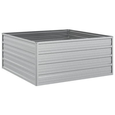 Garden Raised Bed 39.4"x39.4"x17.7" Galvanized Steel Silver