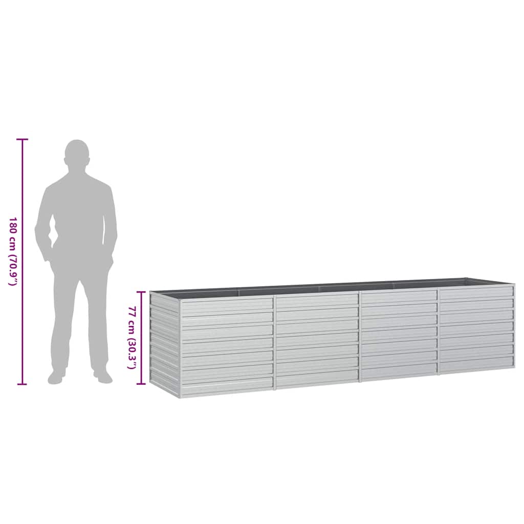Garden Raised Bed Silver Galvanized Steel 126 x 31.5 x 30.3 in