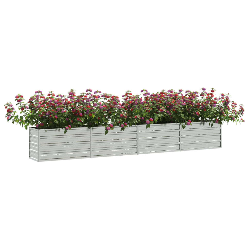 Garden Raised Bed 126"x15.7"x17.7" Galvanized Steel Silver