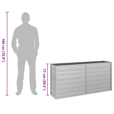 Garden Raised Bed Silver Galvanized Steel 63.0 x 15.7 x 30.3 in
