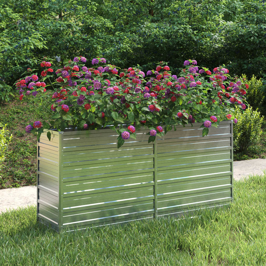 Garden Raised Bed 63"x15.7"x30.3" Galvanized Steel Silver