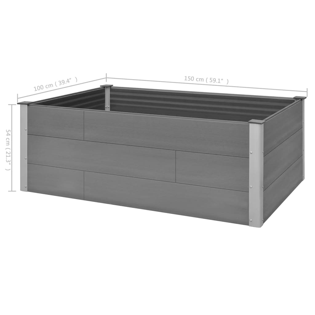 Garden Raised Bed WPC 59.1"x39.4"x21.3" Gray