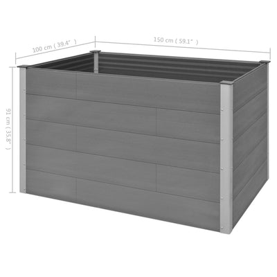 Garden Raised Bed Gray Wood-plastic composite, Aluminum