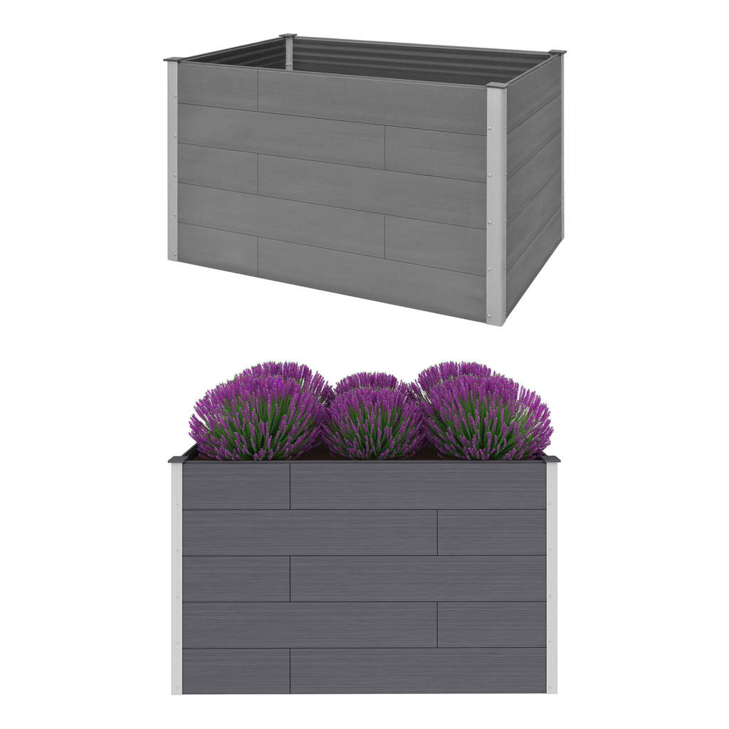 Garden Raised Bed Gray Wood-plastic composite, Aluminum