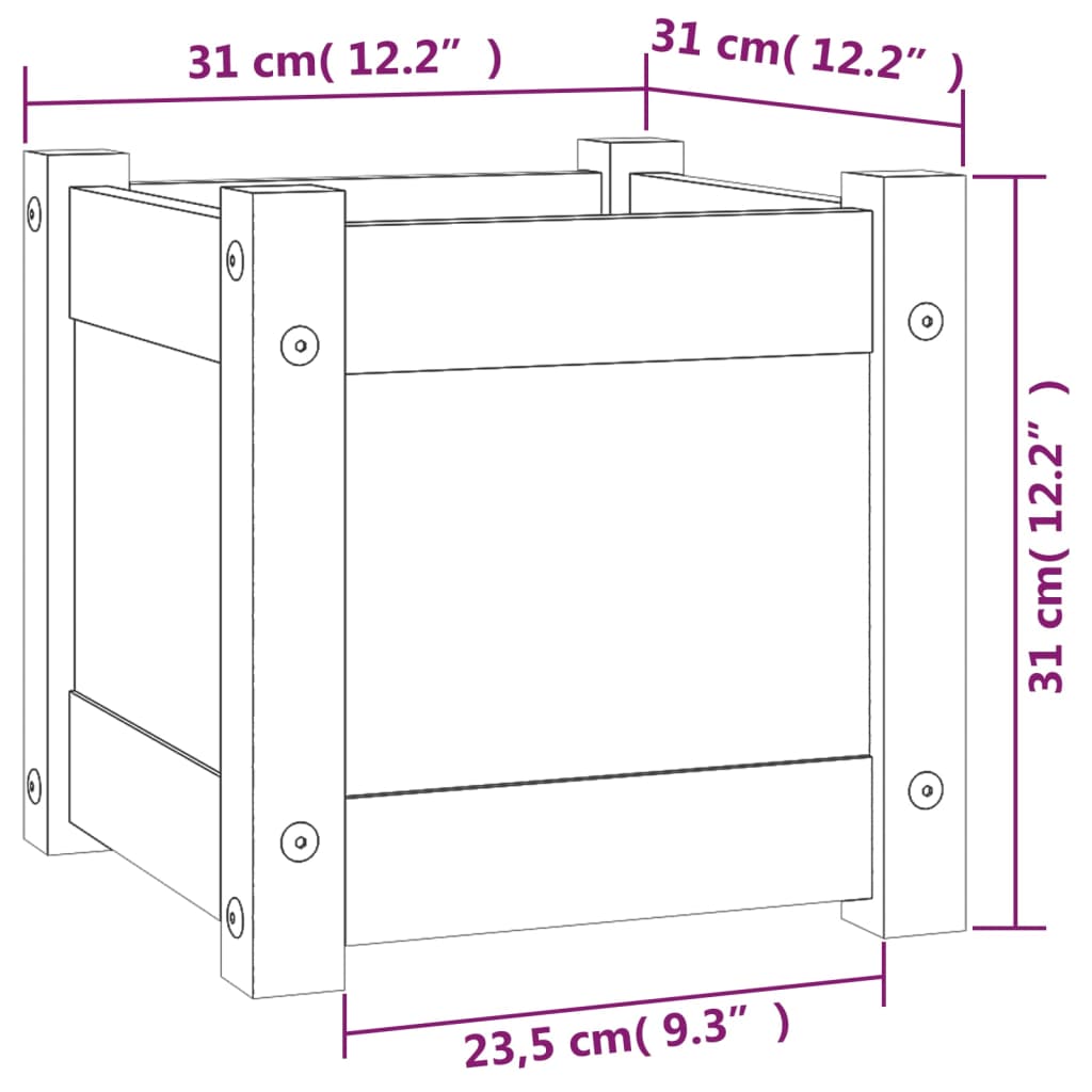 Garden Planters 2 pcs 12.2"x12.2"x12.2" Solid Wood Pine