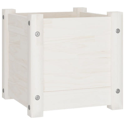 Garden Planter White 12.2"x12.2"x12.2" Solid Wood Pine