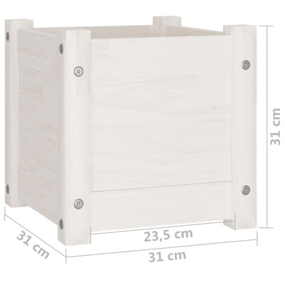 Garden Planter White 12.2"x12.2"x12.2" Solid Wood Pine