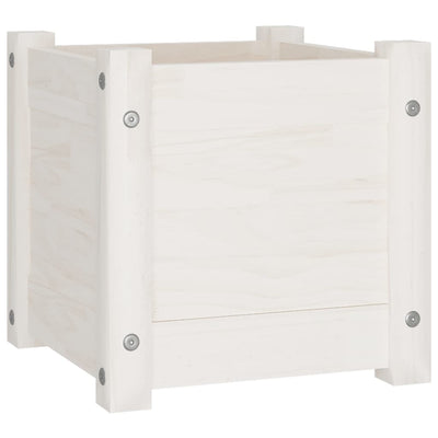 Garden Planters 2 pcs White 12.2"x12.2"x12.2" Solid Wood Pine