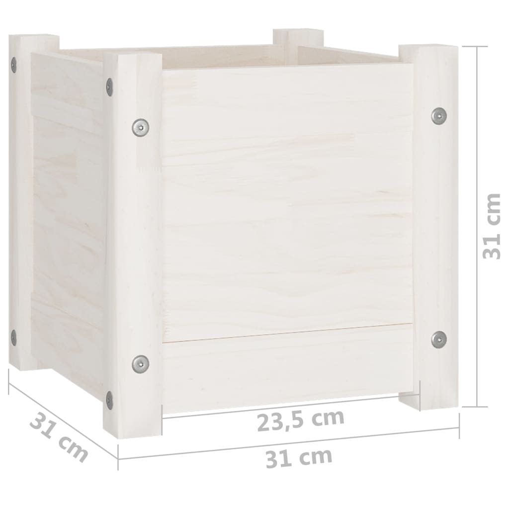 Garden Planters 2 pcs White 12.2"x12.2"x12.2" Solid Wood Pine