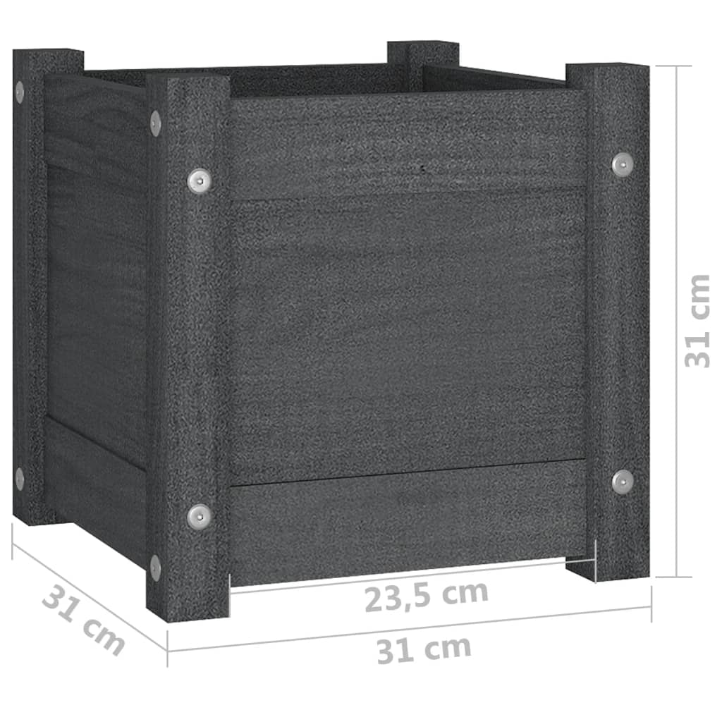 Garden Planter Gray 12.2"x12.2"x12.2" Solid Wood Pine