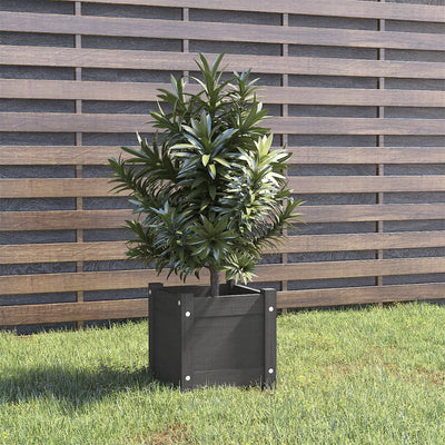 Garden Planter Gray 12.2"x12.2"x12.2" Solid Wood Pine