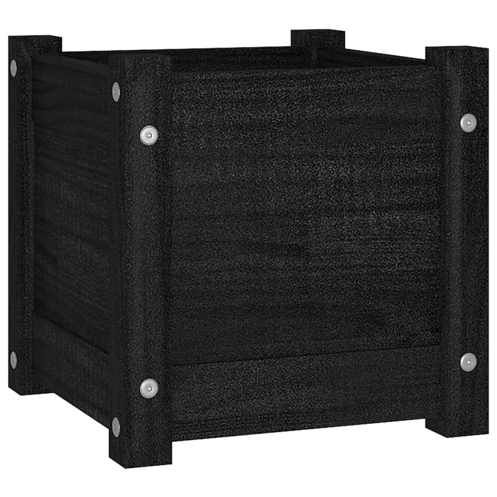 Garden Planter Black 12.2"x12.2"x12.2" Solid Wood Pine