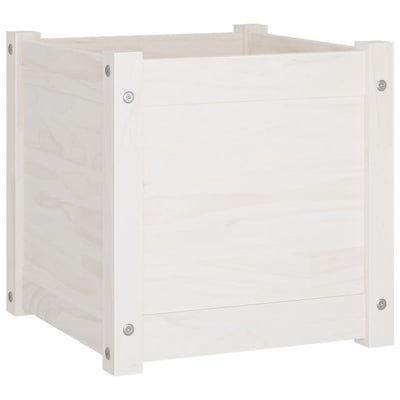 Garden Planters 2 pcs White 15.7"x15.7"x15.7" Solid Wood Pine