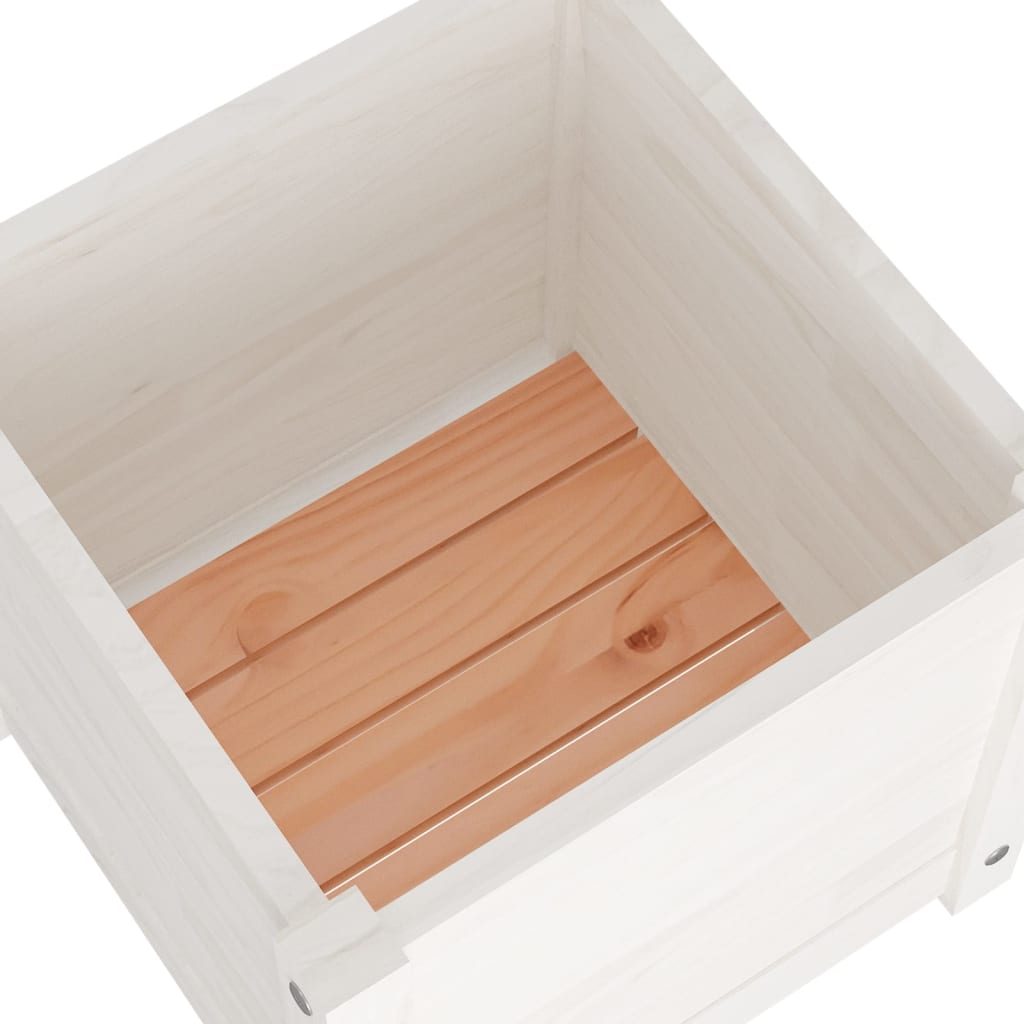 Garden Planters 2 pcs White 15.7"x15.7"x15.7" Solid Wood Pine