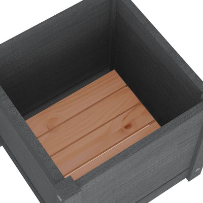 Garden Planters 2 pcs Gray 15.7"x15.7"x15.7" Solid Wood Pine