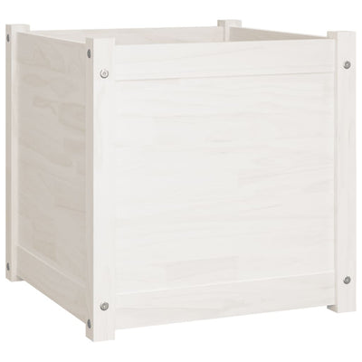 Garden Planter White 19.7"x19.7"x19.7" Solid Wood Pine